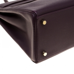 Pre Owned Hermes Raisin Epsom Leather Gold Hardware Kelly Retourne 35 Bag