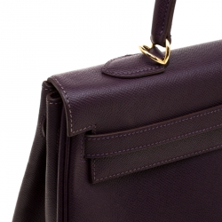 Pre Owned Hermes Raisin Epsom Leather Gold Hardware Kelly Retourne 35 Bag