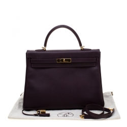 Pre Owned Hermes Raisin Epsom Leather Gold Hardware Kelly Retourne 35 Bag