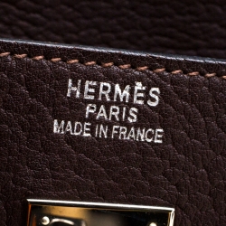 Hermes Chocolate Fjord Leather Palladium Hardware HAC Birkin 32 Bag