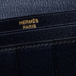 Pre Owned Hermes Marine Blue Alligator Bearn Gusset Wallet