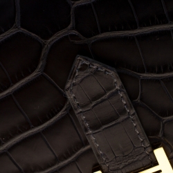 Pre Owned Hermes Marine Blue Alligator Bearn Gusset Wallet