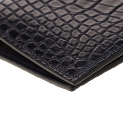 Pre Owned Hermes Marine Blue Alligator Bearn Gusset Wallet