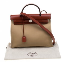 Pre Owned Hermes Trench/Copper Canvas and Leather Herbag Zip 31 Bag