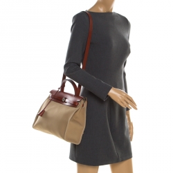 Pre Owned Hermes Trench/Copper Canvas and Leather Herbag Zip 31 Bag