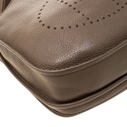 Pre Owned Hermes Etoupe Clemence Leather Evelyne III PM Bag