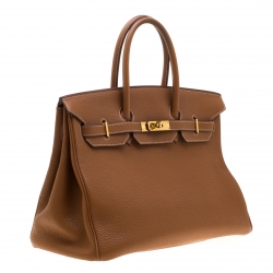 Pre Owned Hermes Brown Togo Leather Gold Hardware Birkin 35 Bag