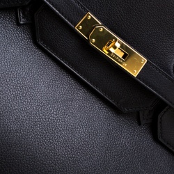 Hermes Black Swift Leather Gold Hardware Birkin 40 Bag