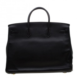 Hermes Black Swift Leather Gold Hardware Birkin 40 Bag