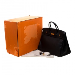 Hermes Black Swift Leather Gold Hardware Birkin 40 Bag
