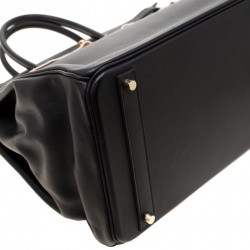 Hermes Black Swift Leather Gold Hardware Birkin 40 Bag