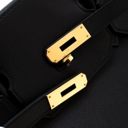 Hermes Black Swift Leather Gold Hardware Birkin 40 Bag