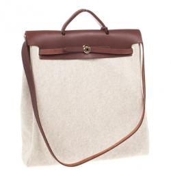 مملوكة مسبقًا Hermes Brown Herbag Convertible Satchel 39CM