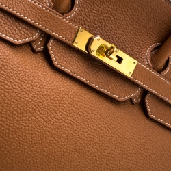 Pre Owned Hermes Gold Togo Leather Gold Hardware Birkin 35 Bag