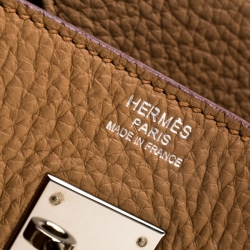 Hermes Tabac Camel Clemence Leather Palladium Hardware Birkin 30 Bag