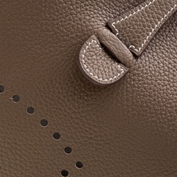 Pre Owned Hermes Etoupe Clemence Leather Evelyne III PM Bag