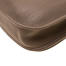 Pre Owned Hermes Etoupe Clemence Leather Evelyne III PM Bag