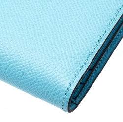 Hermes Blue Zephyr Epsom Leather Bearn Gusset Wallet