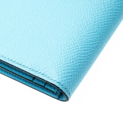Hermes Blue Zephyr Epsom Leather Bearn Gusset Wallet