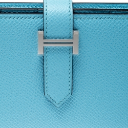 Hermes Blue Zephyr Epsom Leather Bearn Gusset Wallet