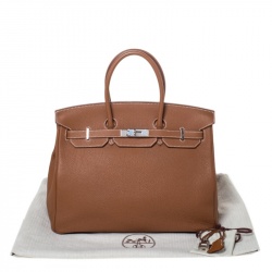 Hermes Gold Togo Leather Palladium Hardware Birkin 35 Bag