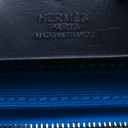 Pre Owned Hermes Blue/Black Canvas and Leather Herbag Zip 31 Bag
