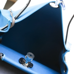 Pre Owned Hermes Blue/Black Canvas and Leather Herbag Zip 31 Bag