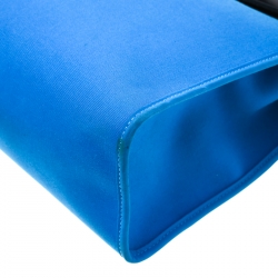 Pre Owned Hermes Blue/Black Canvas and Leather Herbag Zip 31 Bag