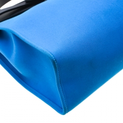 Pre Owned Hermes Blue/Black Canvas and Leather Herbag Zip 31 Bag