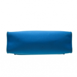 Pre Owned Hermes Blue/Black Canvas and Leather Herbag Zip 31 Bag