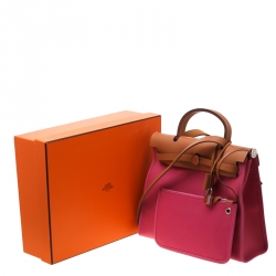 Pre Owned Hermes Bougainvillea Canvas and Leather Herbag Zip 31 Bag