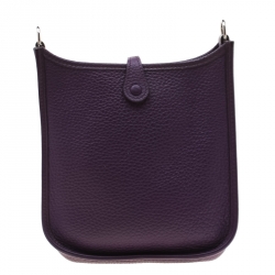 Pre Owned Hermes Ultraviolet Clemence Leather Evelyne TPM Bag