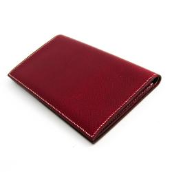 Pre Owned Hermes Red Courchevel Leather Long Wallet