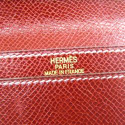 Pre Owned Hermes Red Courchevel Leather Long Wallet