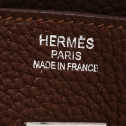 Pre Owned Hermes Brown India Clemence Leather Palladium Hardware Birkin 35 Bag