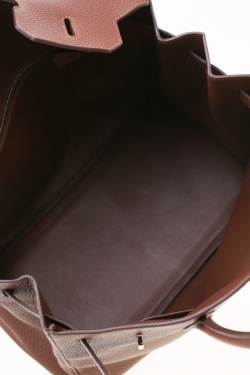 Pre Owned Hermes Brown India Clemence Leather Palladium Hardware Birkin 35 Bag