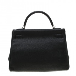 Pre Owned Hermes Black Togo Leather Palladium Hardware Kelly Retourne 32 Bag