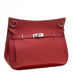 Pre Owned Hermes Bougainvillea Clemence Leather Palladium Hardware Jypsiere 37 Bag