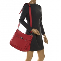 Pre Owned Hermes Bougainvillea Clemence Leather Palladium Hardware Jypsiere 37 Bag