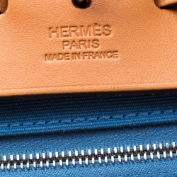 Pre Owned Hermes Blue/Brown Canvas and Leather Herbag Zip 31 Bag