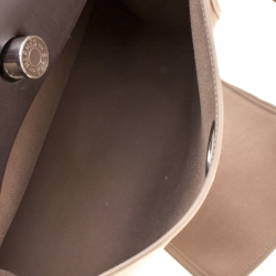 Pre Owned Hermes Dark Taupe/Dark Brown Fabric and Leather Herbag Zip 31 Bag