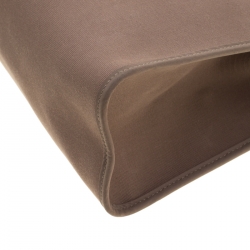 Pre Owned Hermes Dark Taupe/Dark Brown Fabric and Leather Herbag Zip 31 Bag