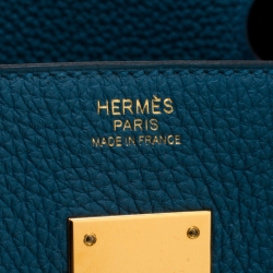 Hermes Bleu de Galice Togo Leather Gold Hardware Birkin 30 Bag