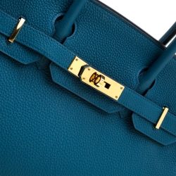 Hermes Bleu de Galice Togo Leather Gold Hardware Birkin 30 Bag