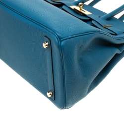 Hermes Bleu de Galice Togo Leather Gold Hardware Birkin 30 Bag