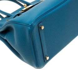 Hermes Bleu de Galice Togo Leather Gold Hardware Birkin 30 Bag