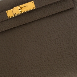 Pre Owned Hermes Etain Epsom Leather Gold Hardware Kelly Sellier 28 Bag