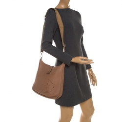 Pre Owned Hermes ALezan Clemence Leather Evelyne III PM Bag