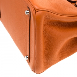 Hermes Orange Togo Leather Palladium Hardware Birkin 35 Bag