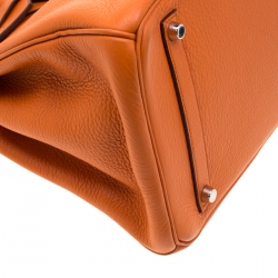 Hermes Orange Togo Leather Palladium Hardware Birkin 35 Bag